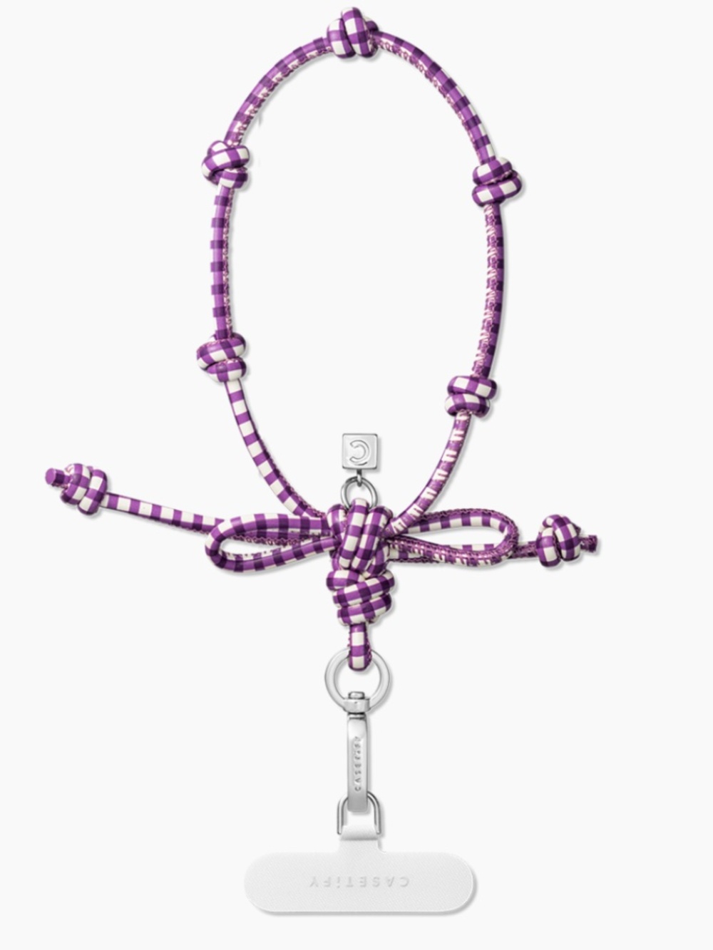 casetify - Bow Charm Wristlet - Gingham Purple